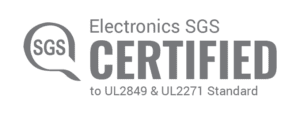 Pedego- Sgs certified MOTO logo indicating compliance with ul 2849 and ul 2271 standards.